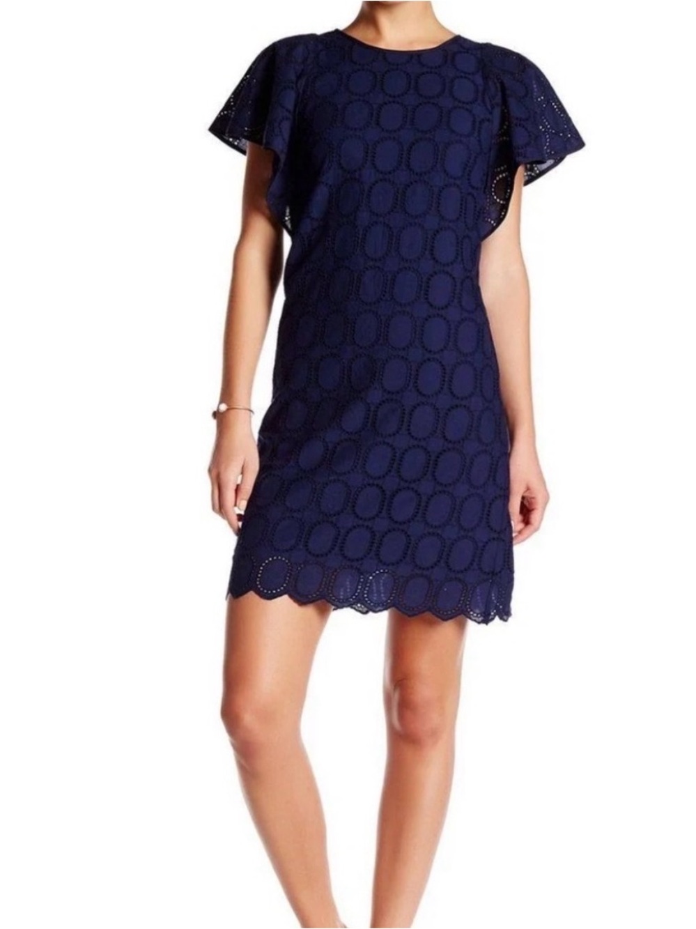 J. Crew Navy Eyelet Shift Dress